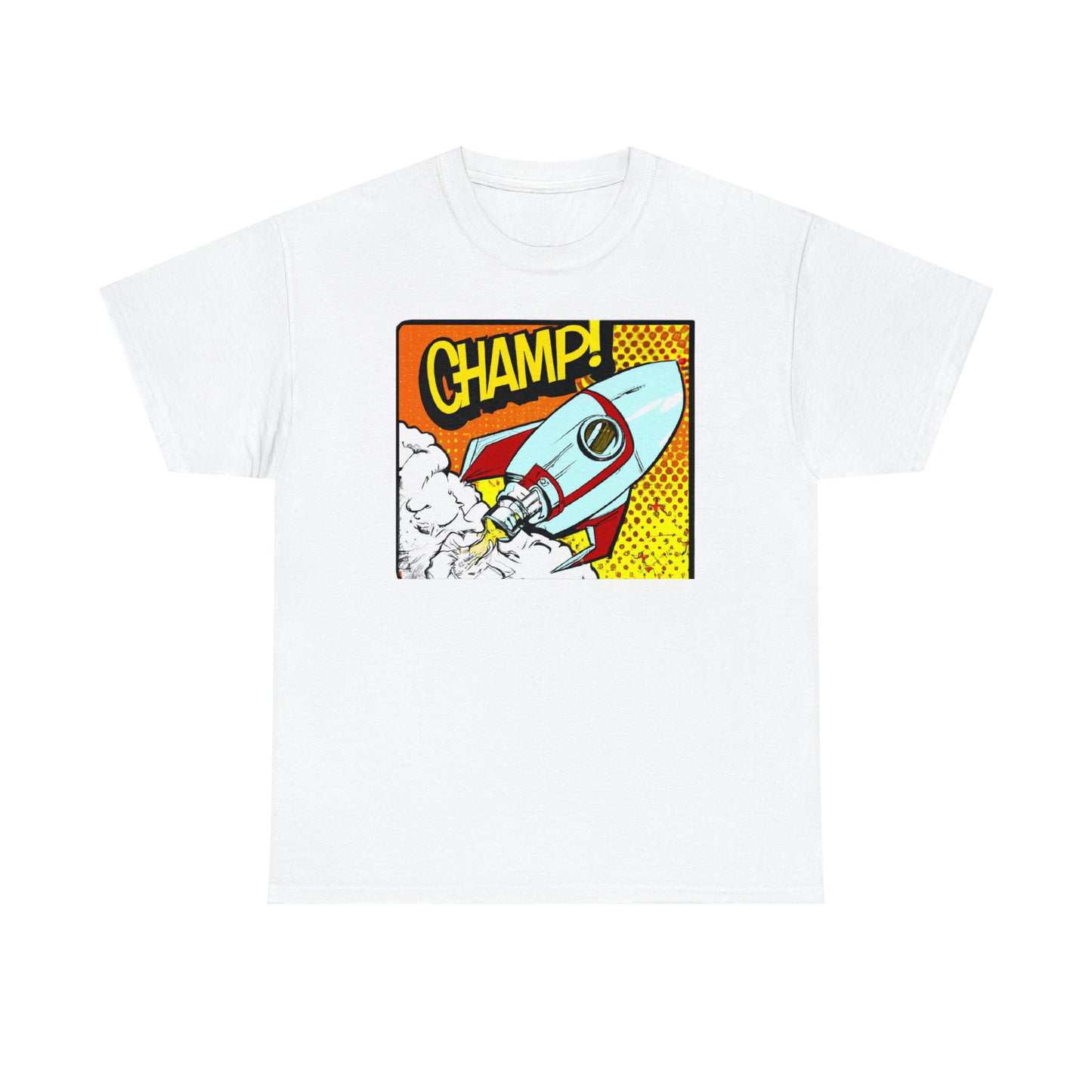 CHAMP! Spaceship 3 - 1950's Comic Book Style - AI Art - Gildan Heavy Cotton Tee