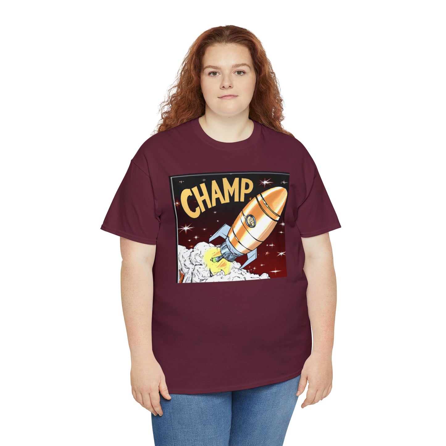 CHAMP Spaceship 12 - 1800's Style Comic Art - AI Art - Gildan Heavy Cotton Tee