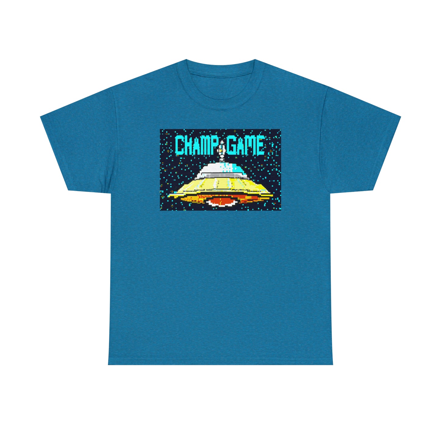 CHAMP GAME UFO 21 - 8-bit Style Pixel Art - AI Art - Gildan Heavy Cotton Tee