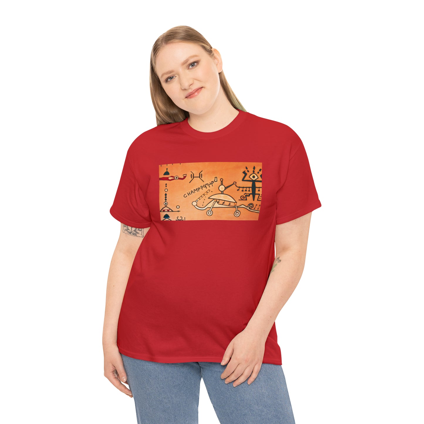 Heiroglyphic Spaceship - AI Art - Gildan Heavy Cotton Tee