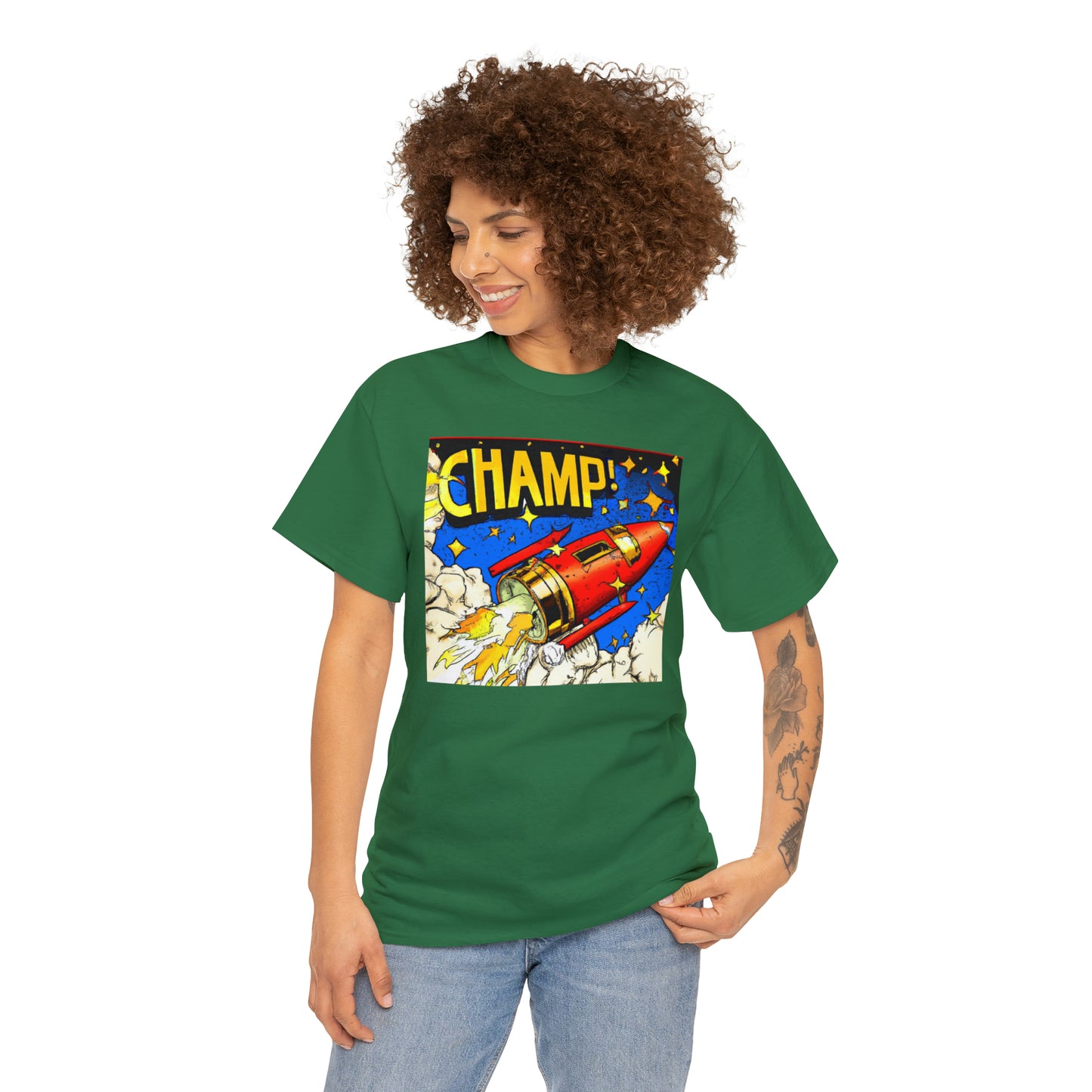 CHAMP! Spaceship 4 - 1700's Comic Style - AI Art - Gildan Heavy Cotton Tee