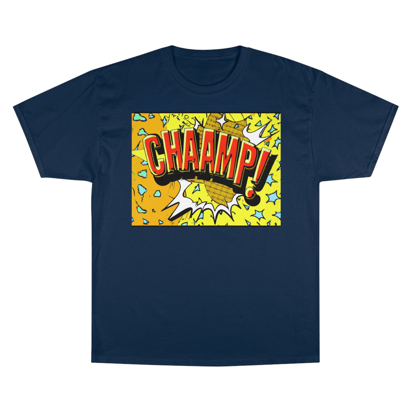 CHAAMP! Logo 1990's Comic Book Style Art - AI Art - Champion T-Shirt