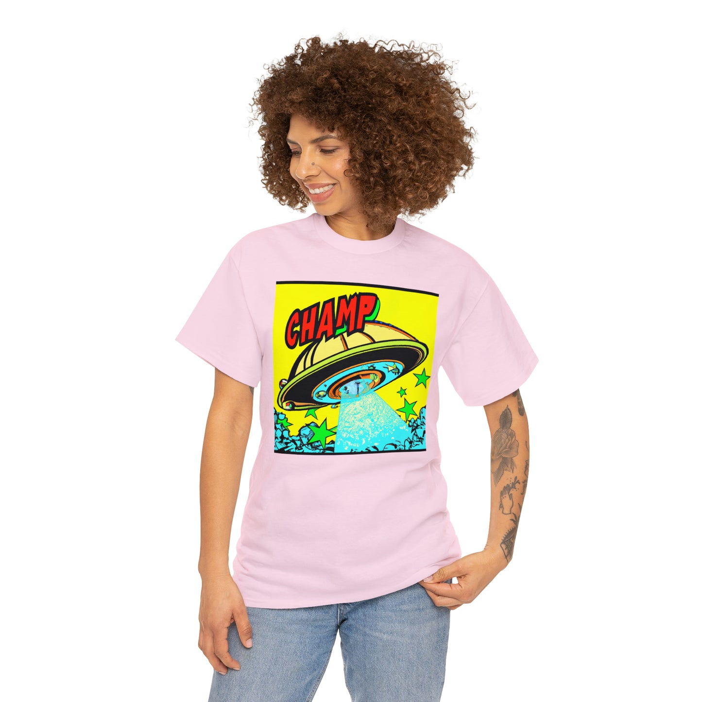 CHAMP UFO 18 - 1600's Style Comic Art - AI Art - Gildan Heavy Cotton Tee