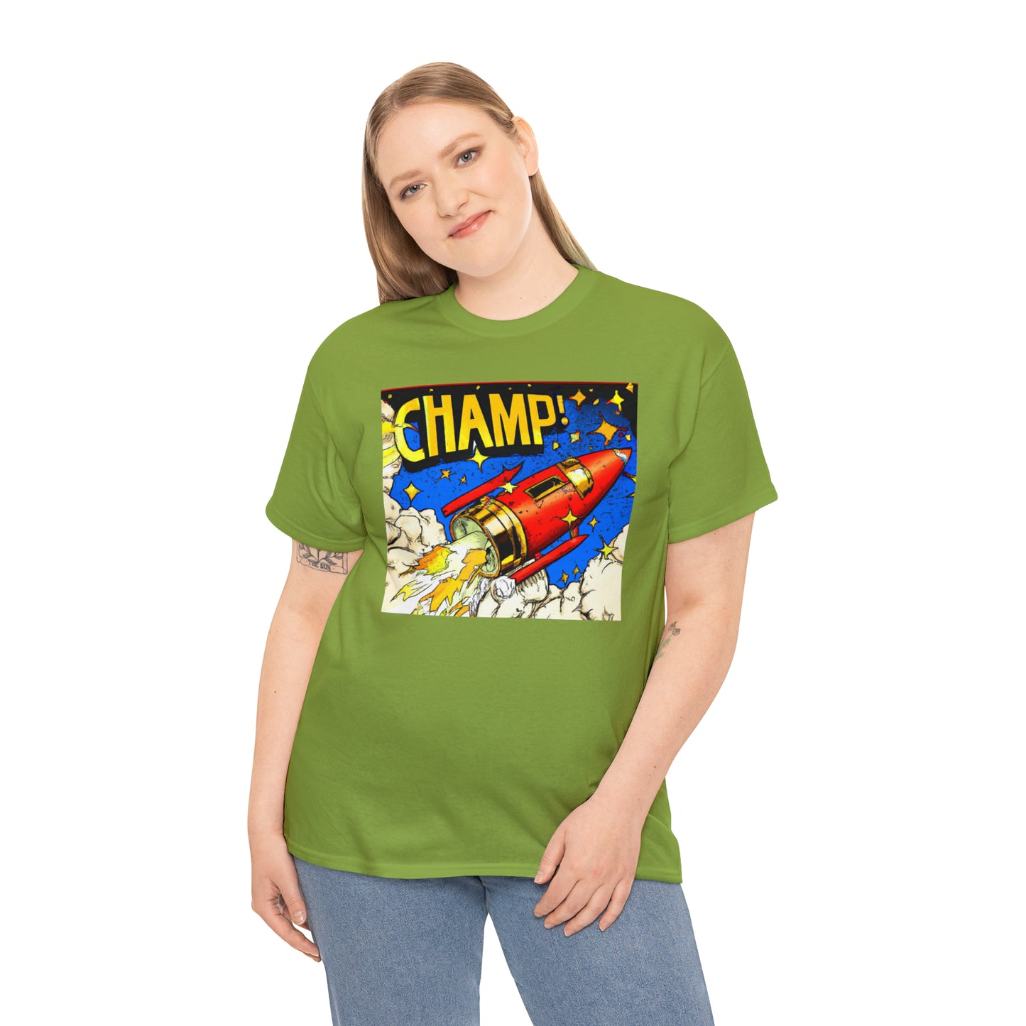 CHAMP! Spaceship 4 - 1700's Comic Style - AI Art - Gildan Heavy Cotton Tee