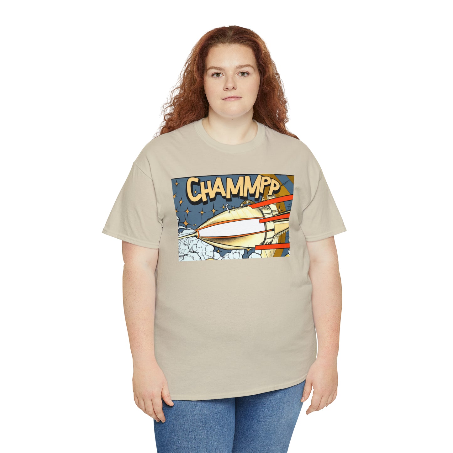 CHAMMPP Spaceship 2 - 1920's Style Comic - AI Art - Gildan Heavy Cotton Tee