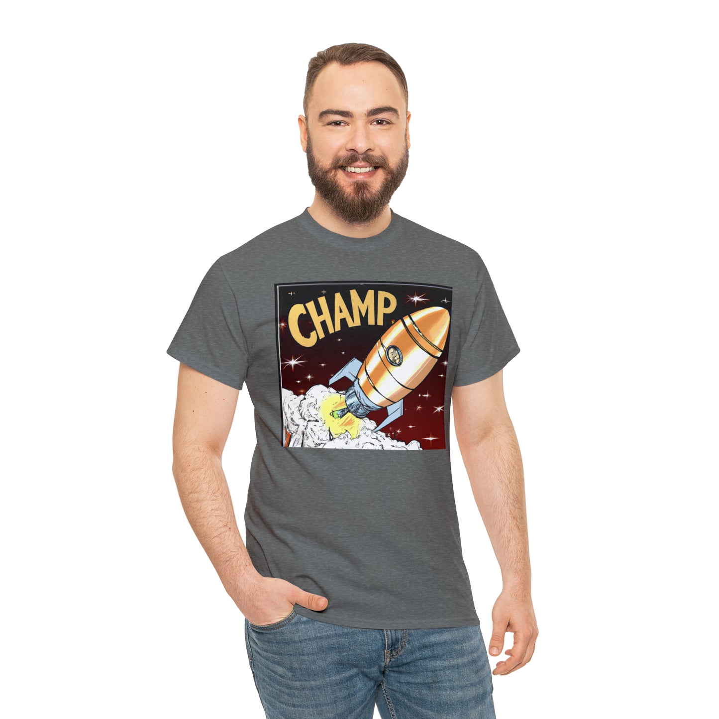 CHAMP Spaceship 12 - 1800's Style Comic Art - AI Art - Gildan Heavy Cotton Tee