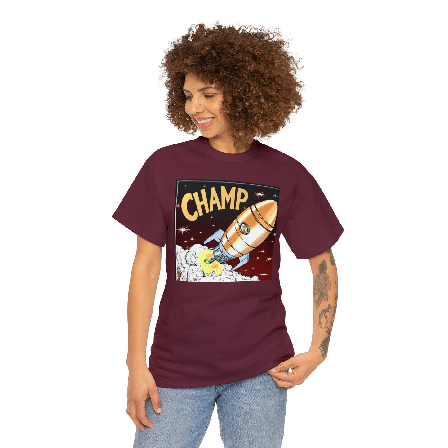 CHAMP Spaceship 12 - 1800's Style Comic Art - AI Art - Gildan Heavy Cotton Tee