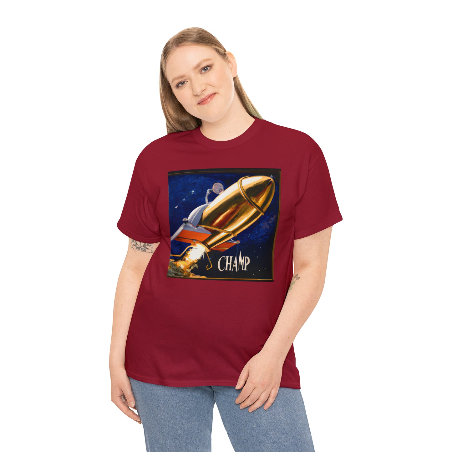 CHAMP Spaceship 9 - Renaissance Style - AI Art - Gildan Heavy Cotton Tee