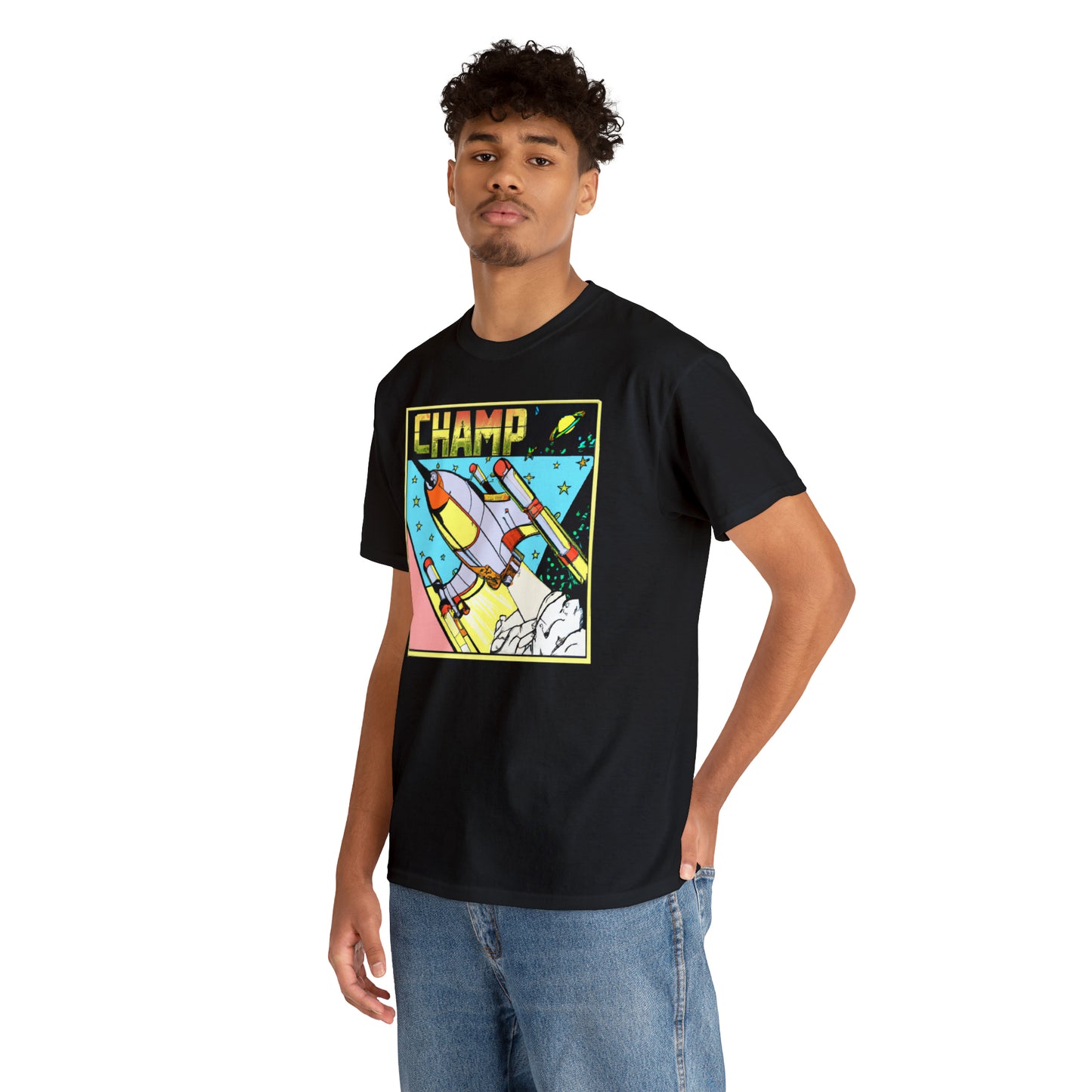 CHAMP Logo Spaceship 1 - 1980's Comic Book Style - AI Art - Gildan Heavy Cotton Tee