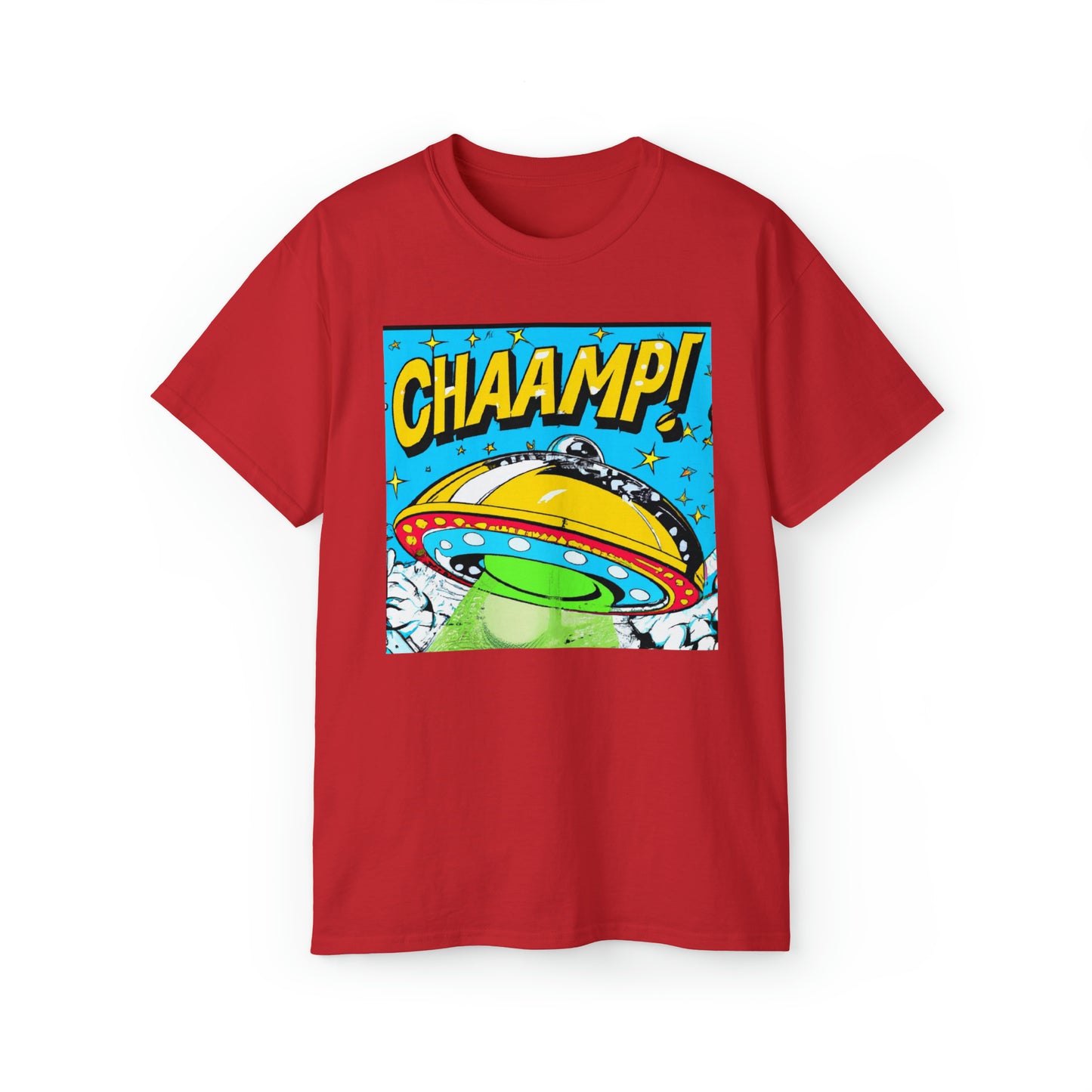 CHAAMP! UFO 24 - 1970's Style Comic Book Art - AI Art - Gildan Ultra Cotton Tee