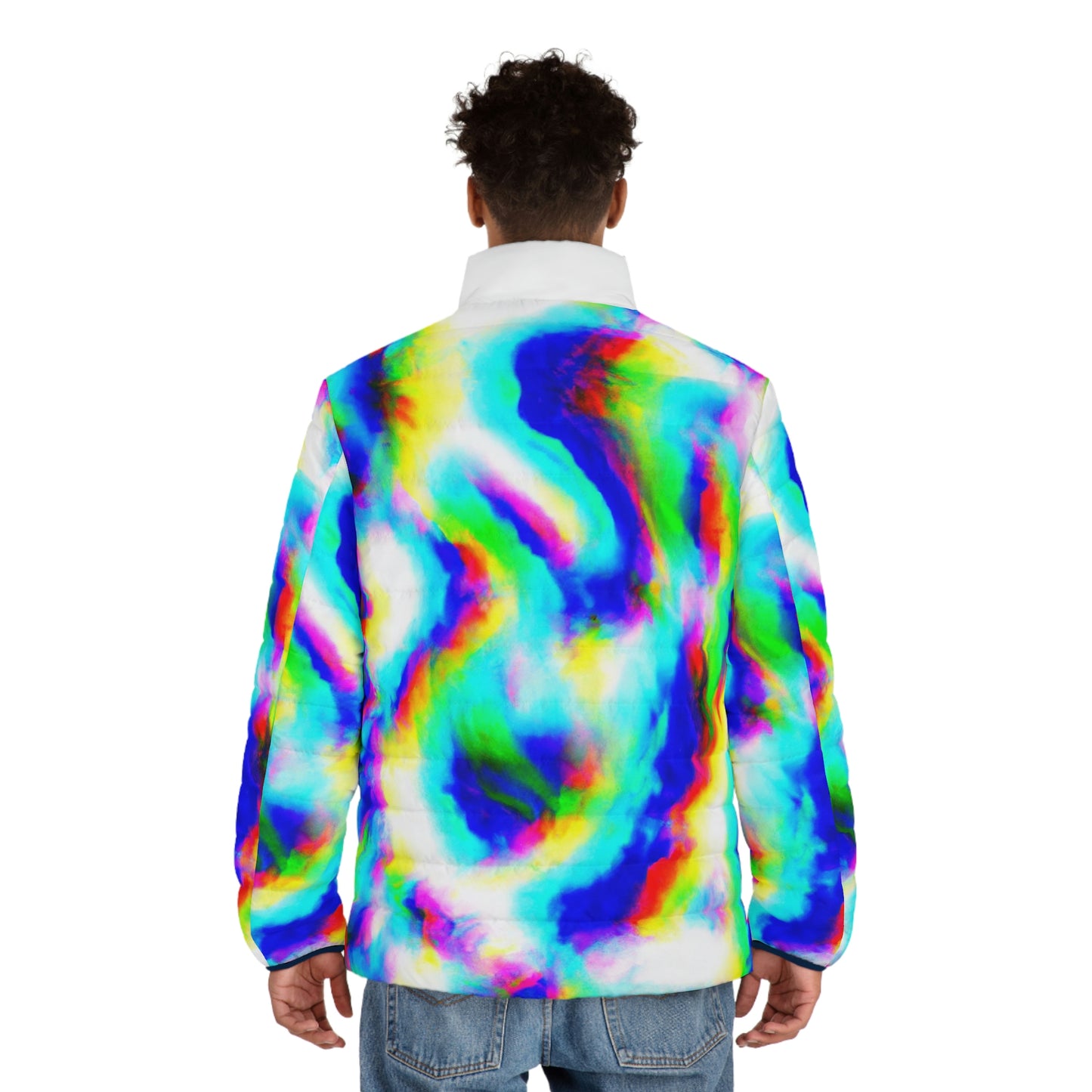 Hyperwave Tie-Dye 8 Spaceballer Jacket - AI Art - Men's Puffer Jacket