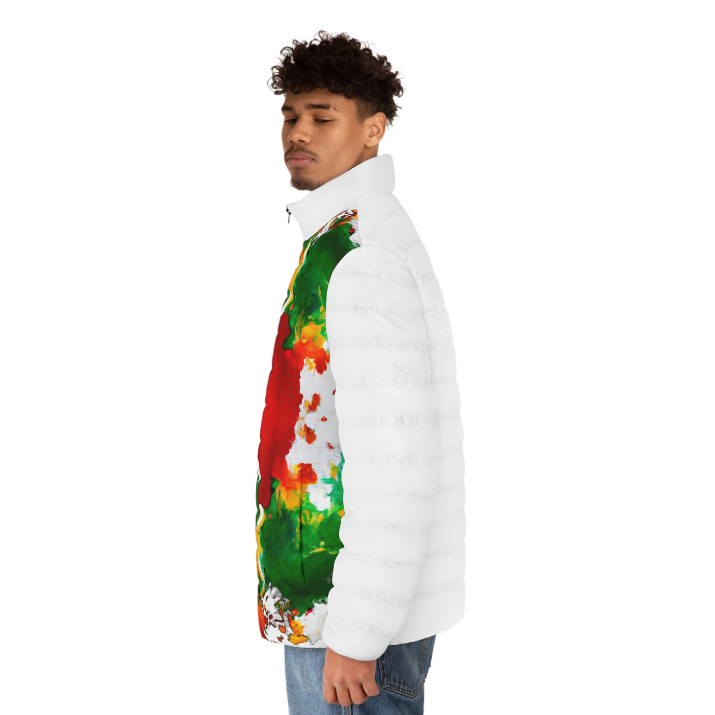 Rasta Watercolor 1 Spaceballer Jacket (White) - AI Art - Men's Puffer Jacket