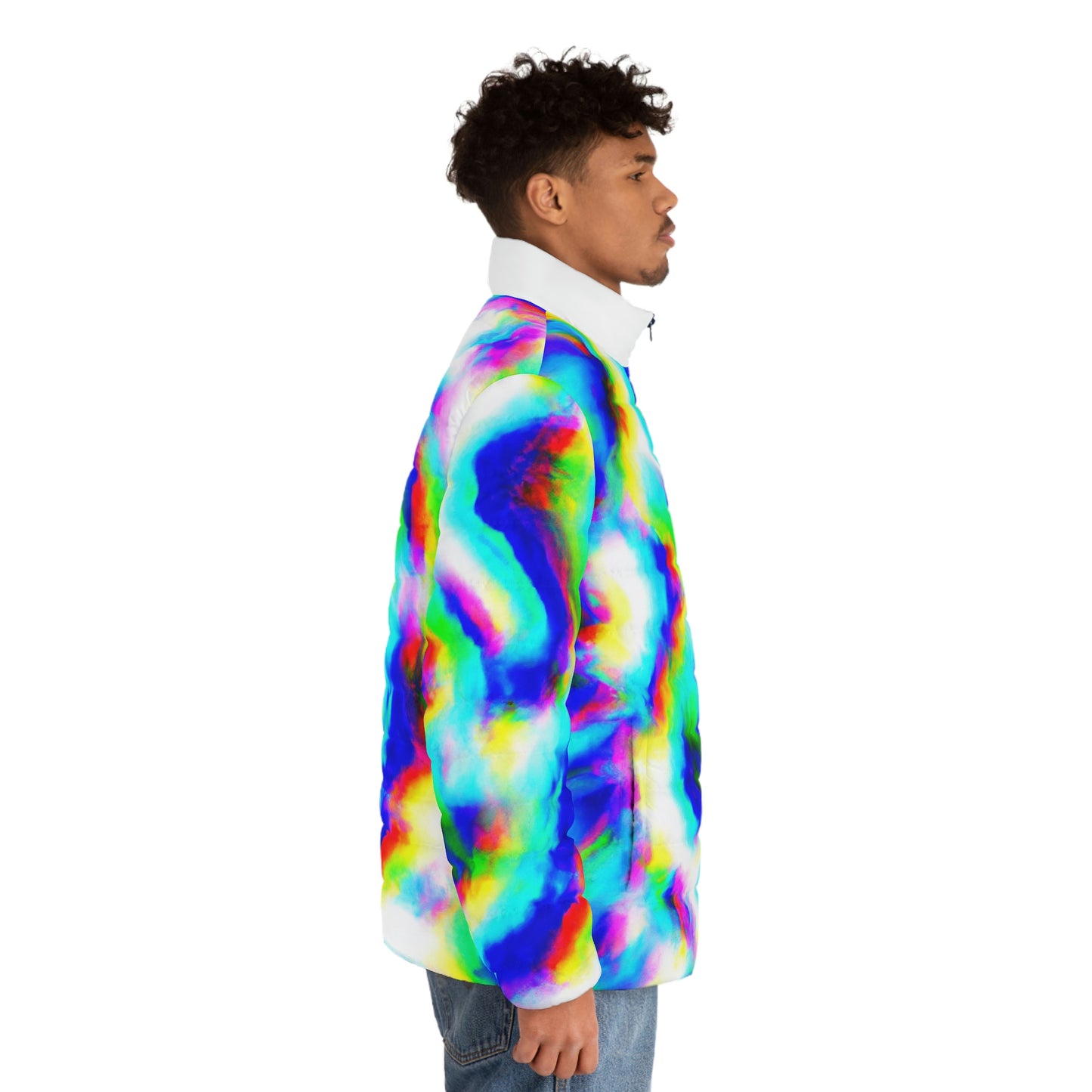 Hyperwave Tie-Dye 8 Spaceballer Jacket - AI Art - Men's Puffer Jacket