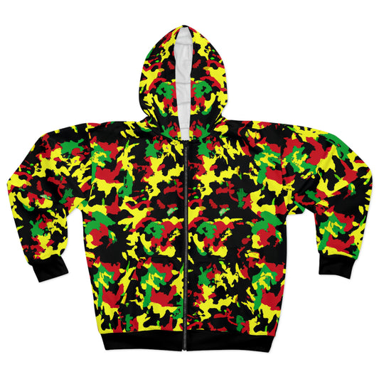 Rasta Camo - AI Art - Zip Hoodie