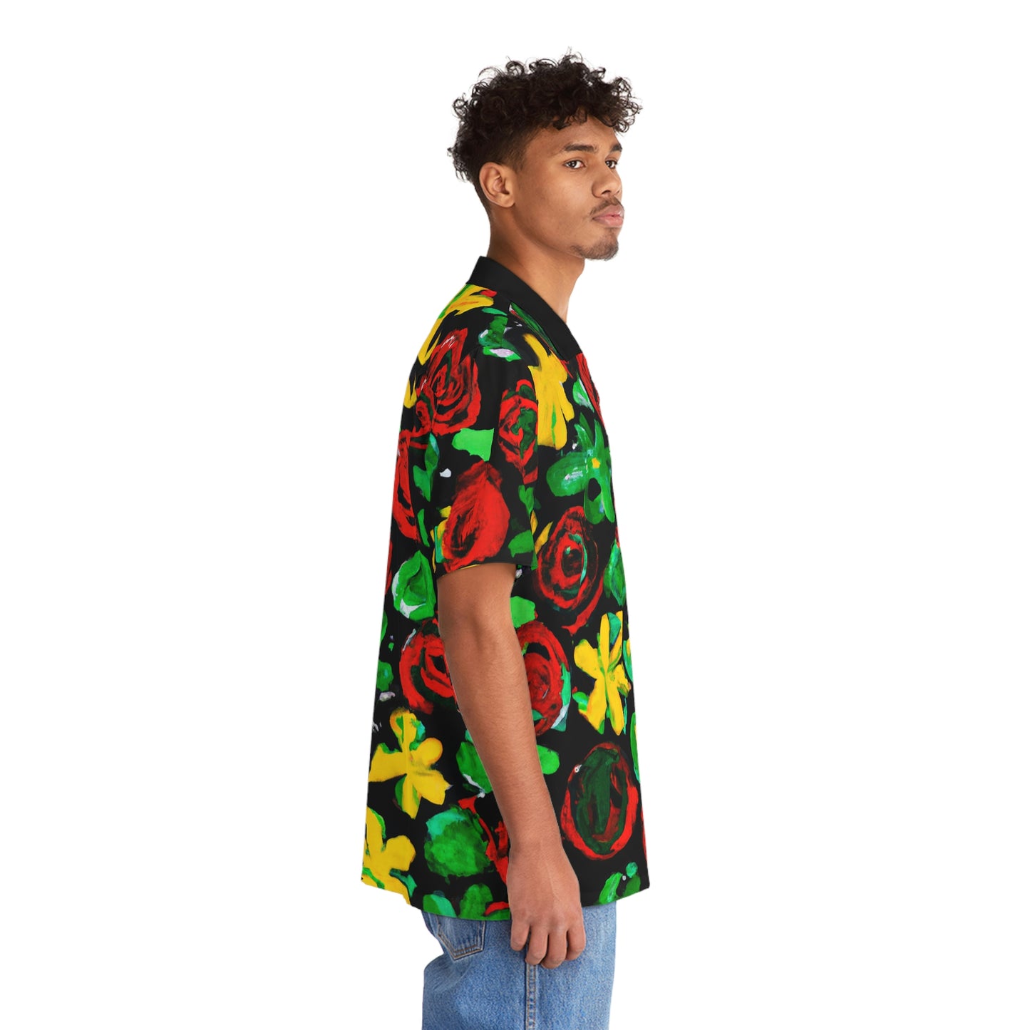 Paintbrush Floral Acrylic - AI Art - Men's Hawaiian Shirt