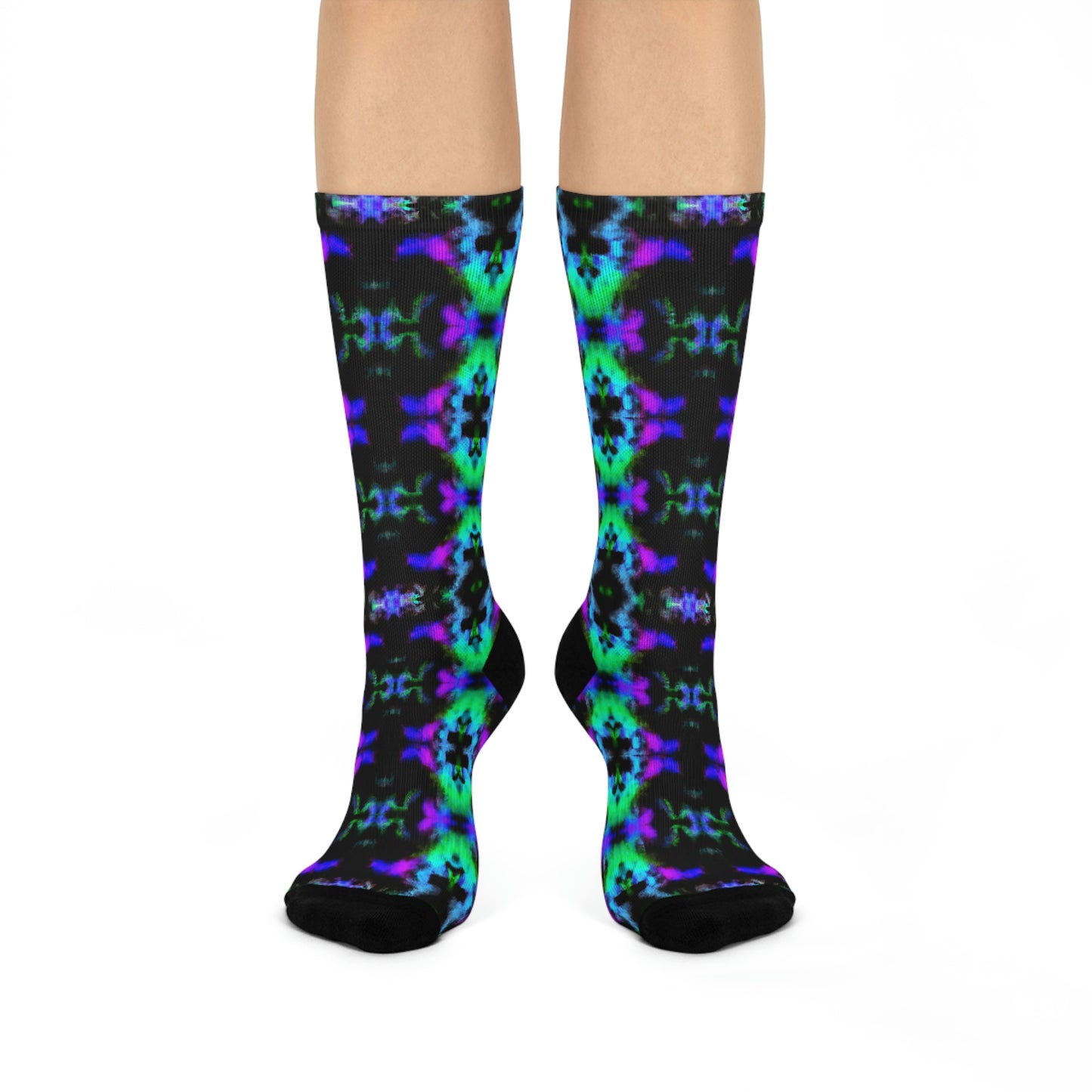 Hyperwave Fractal 4 - AI Art - Crew Socks