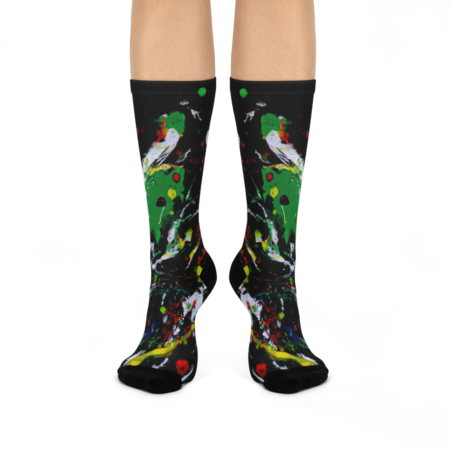 Rasta Acrylic Paint Splatter - AI Art - Crew Socks