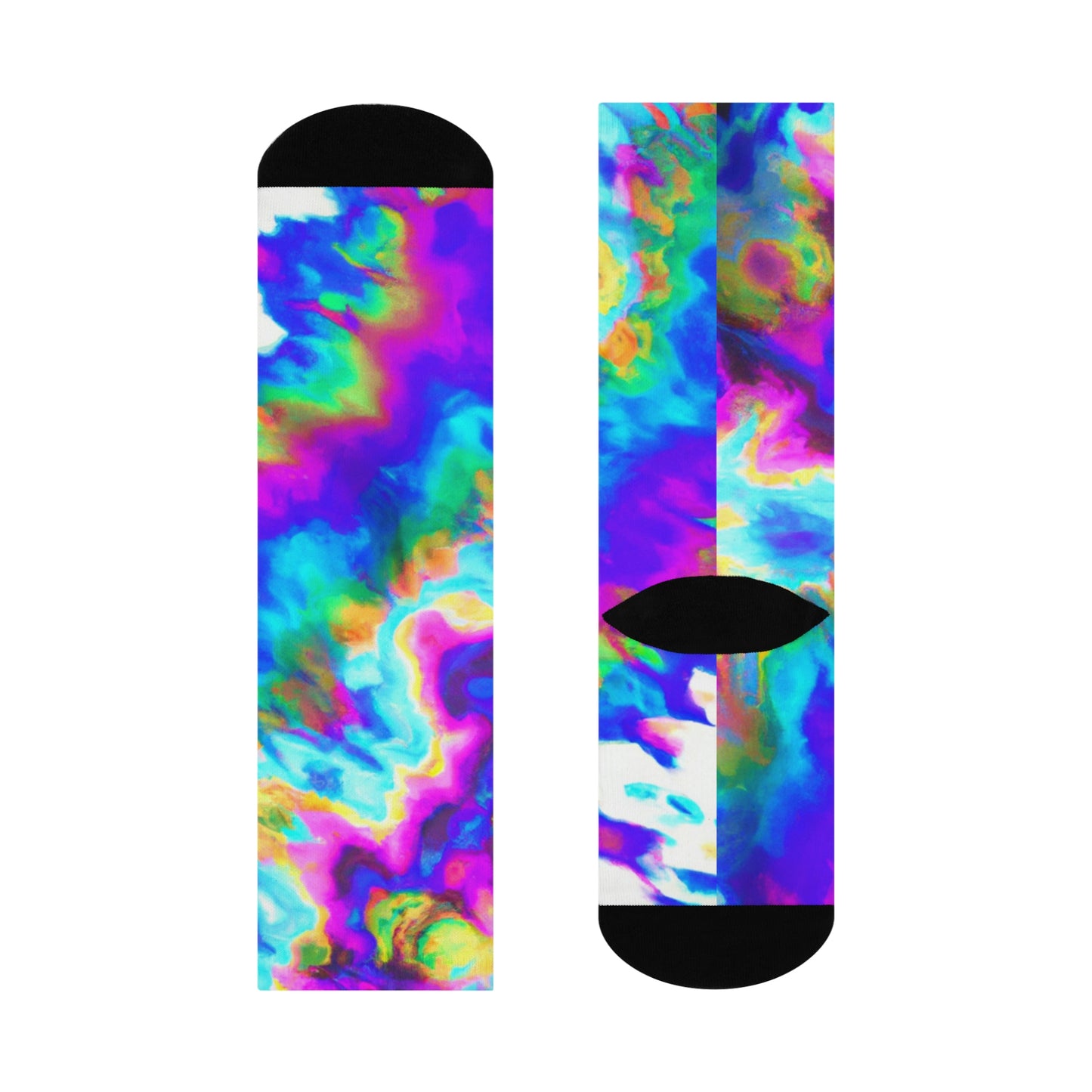 Hyperwave Tie-Dye 3 - AI Art - Crew Socks