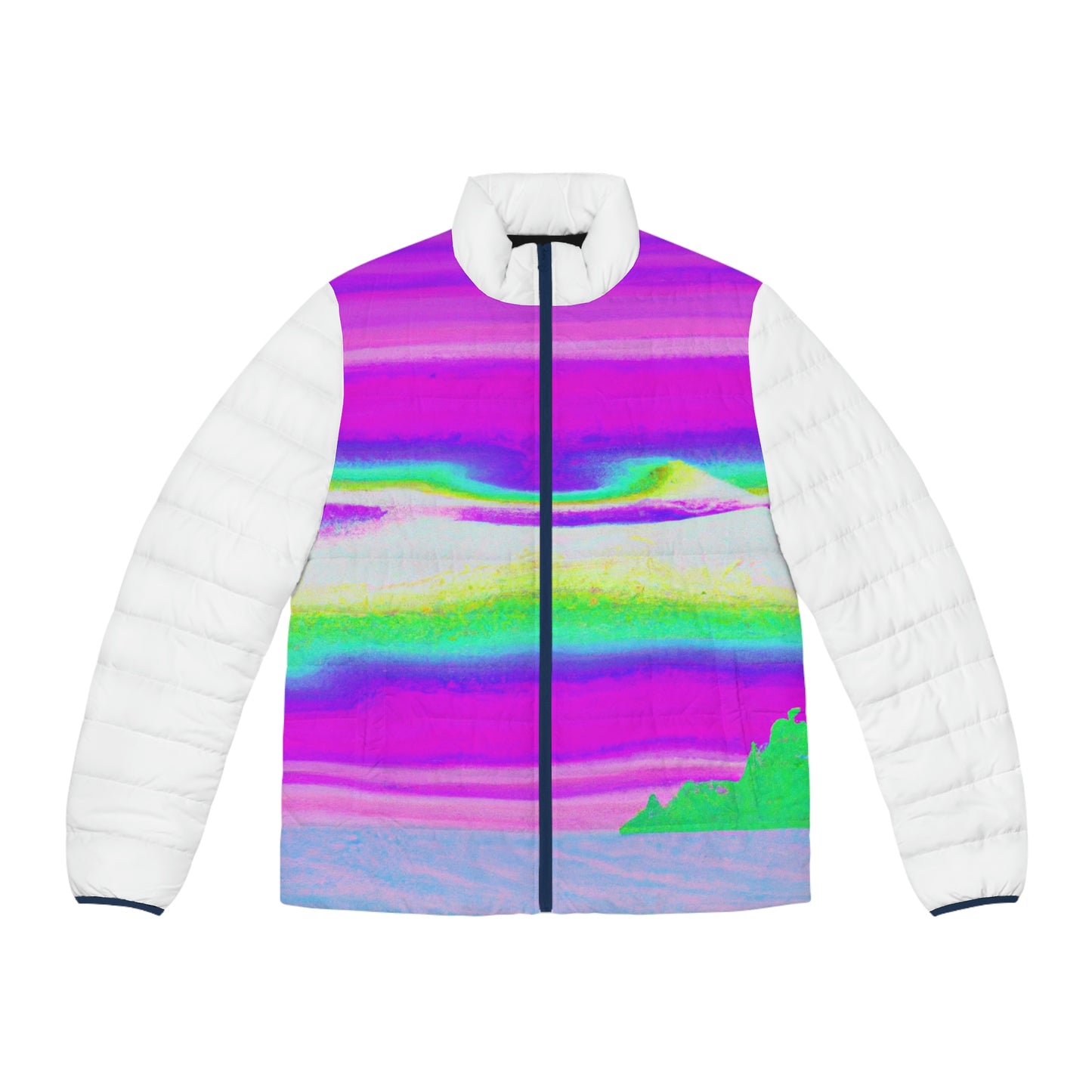 Hyperwave Island (Surfer Style) Spaceballer Jacket - AI Art - Men's Puffer Jacket