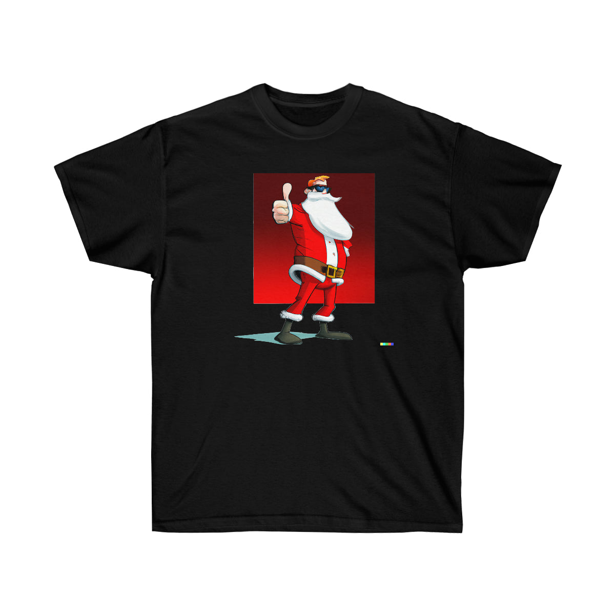 Santa in his 40's (Shades, Thumbs Up) - AI Cartoon Art - Ultra Cotton Tee