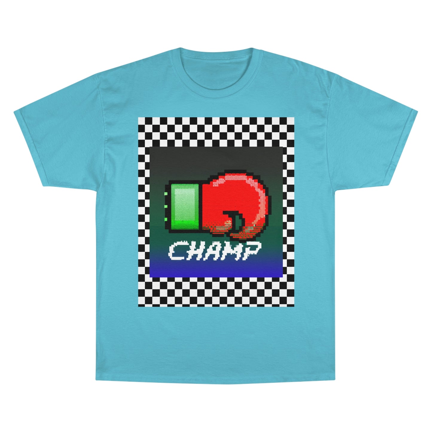 Checkered (CHAMP Logo 4 8-bit Boxing Glove) - Champion T-Shirt