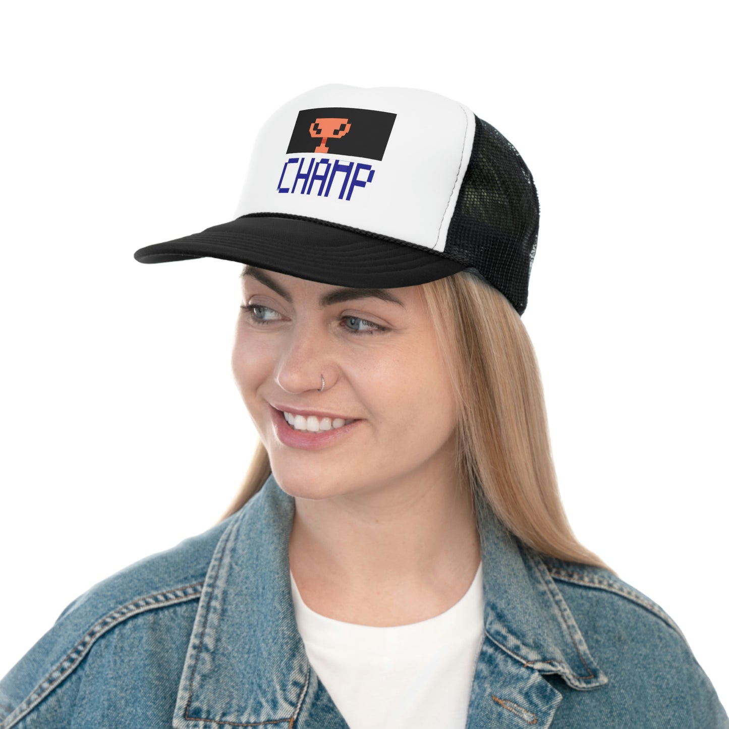 CHAMP Trophy Logo (Pixel) - AI Art - Trucker Hats