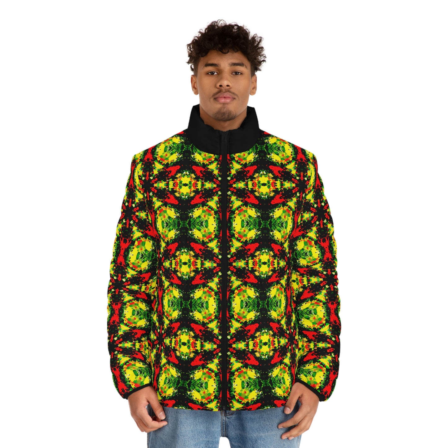 Rasta Star 2 - AI Art - Men's Puffer Jacket