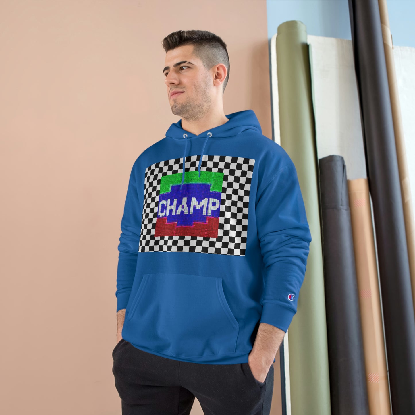 Checkered Flag (CHAMP Logo 2 8-bit) - Champion Hoodie