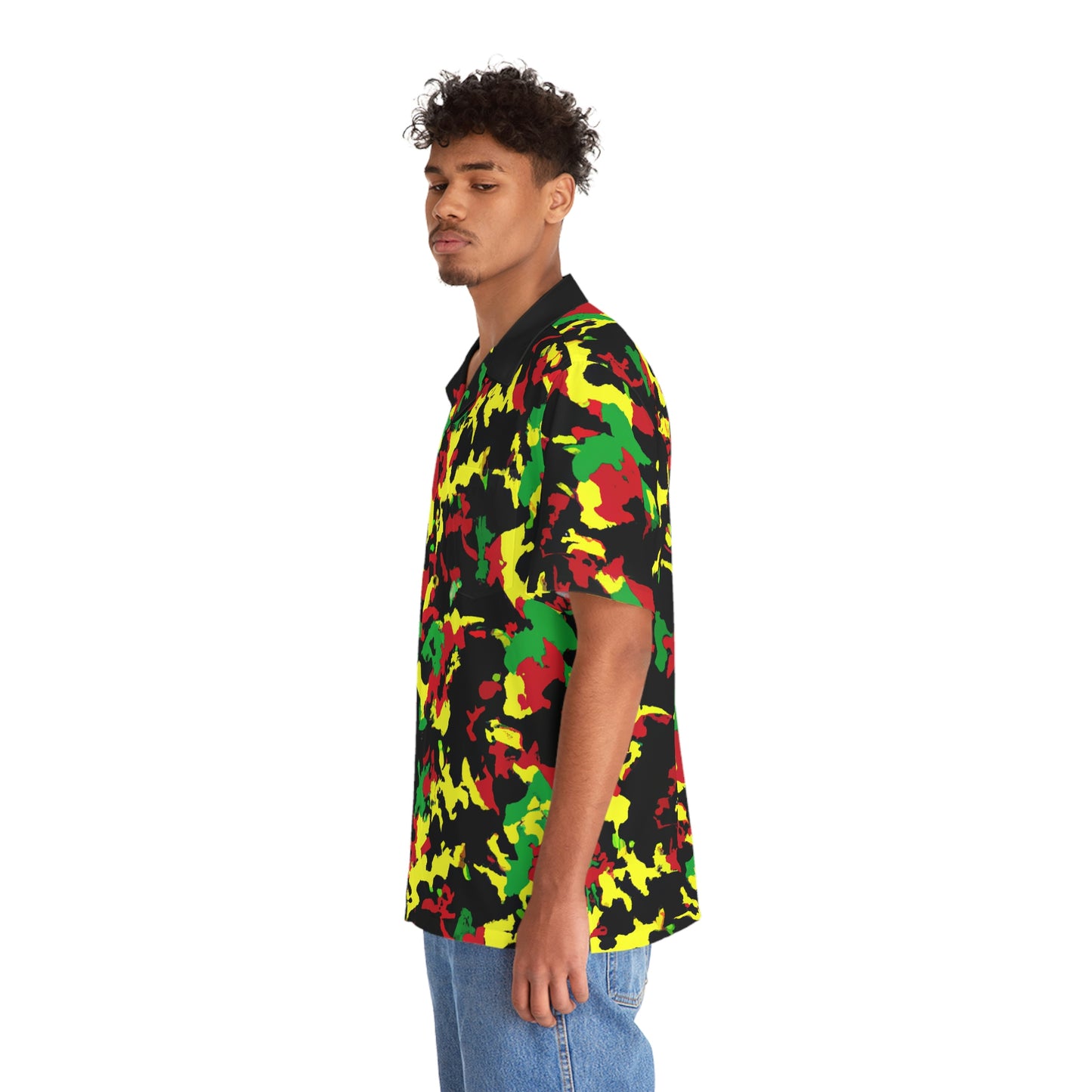 Rasta Camo - AI Art - Men's Hawaiian Shirt