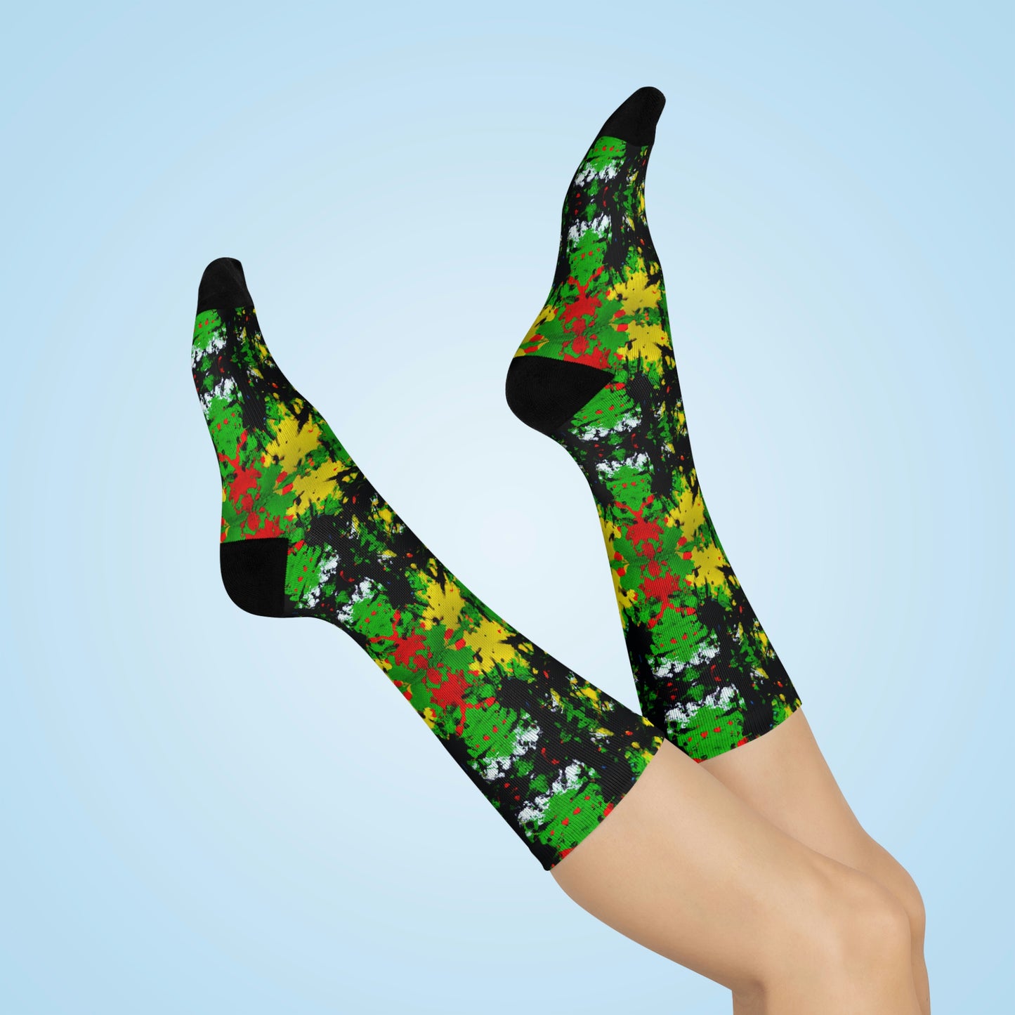 Rasta Star 1 - AI Art - Crew Socks