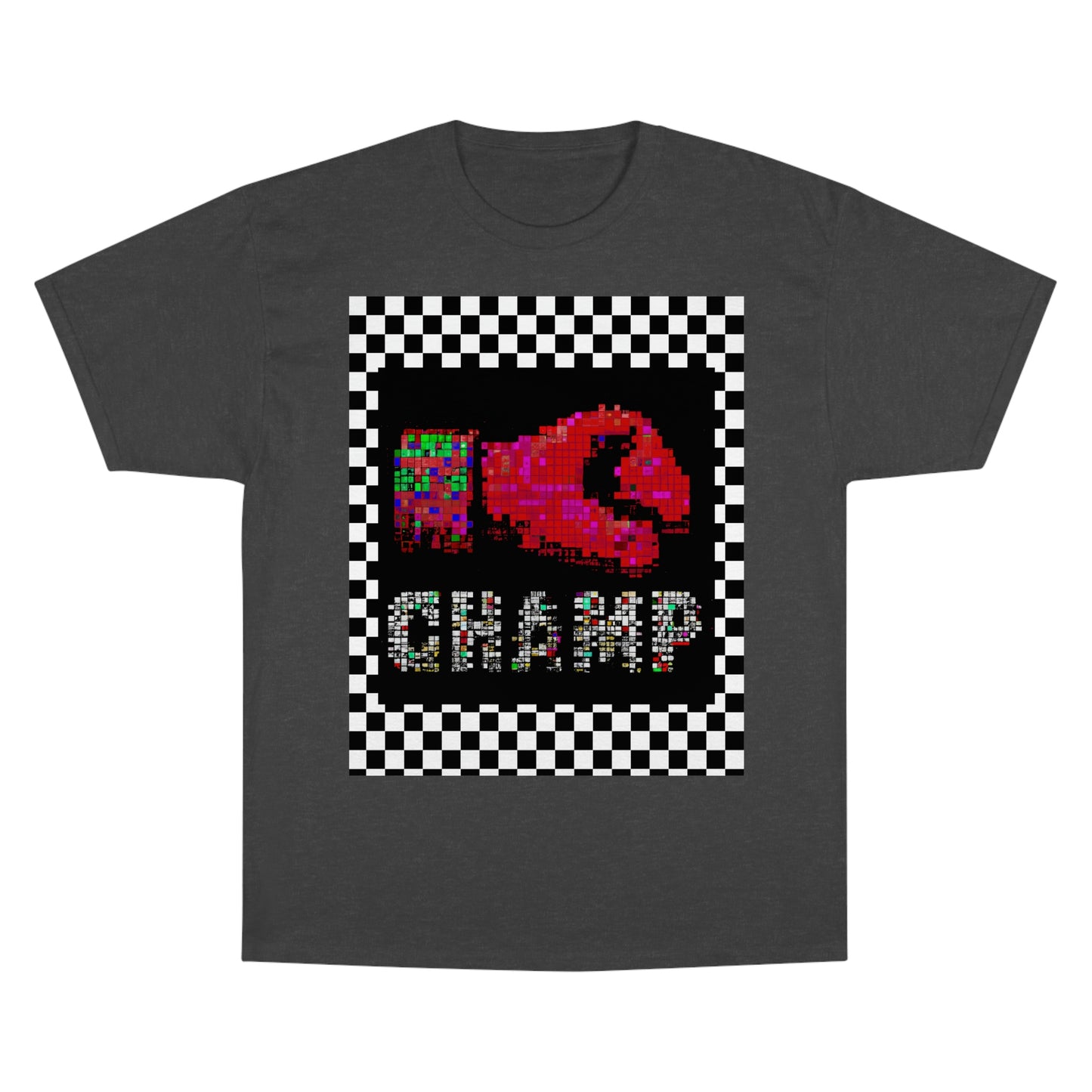 Checkered (CHAMP Logo 3 8-bit Boxing Glove) - Champion T-Shirt