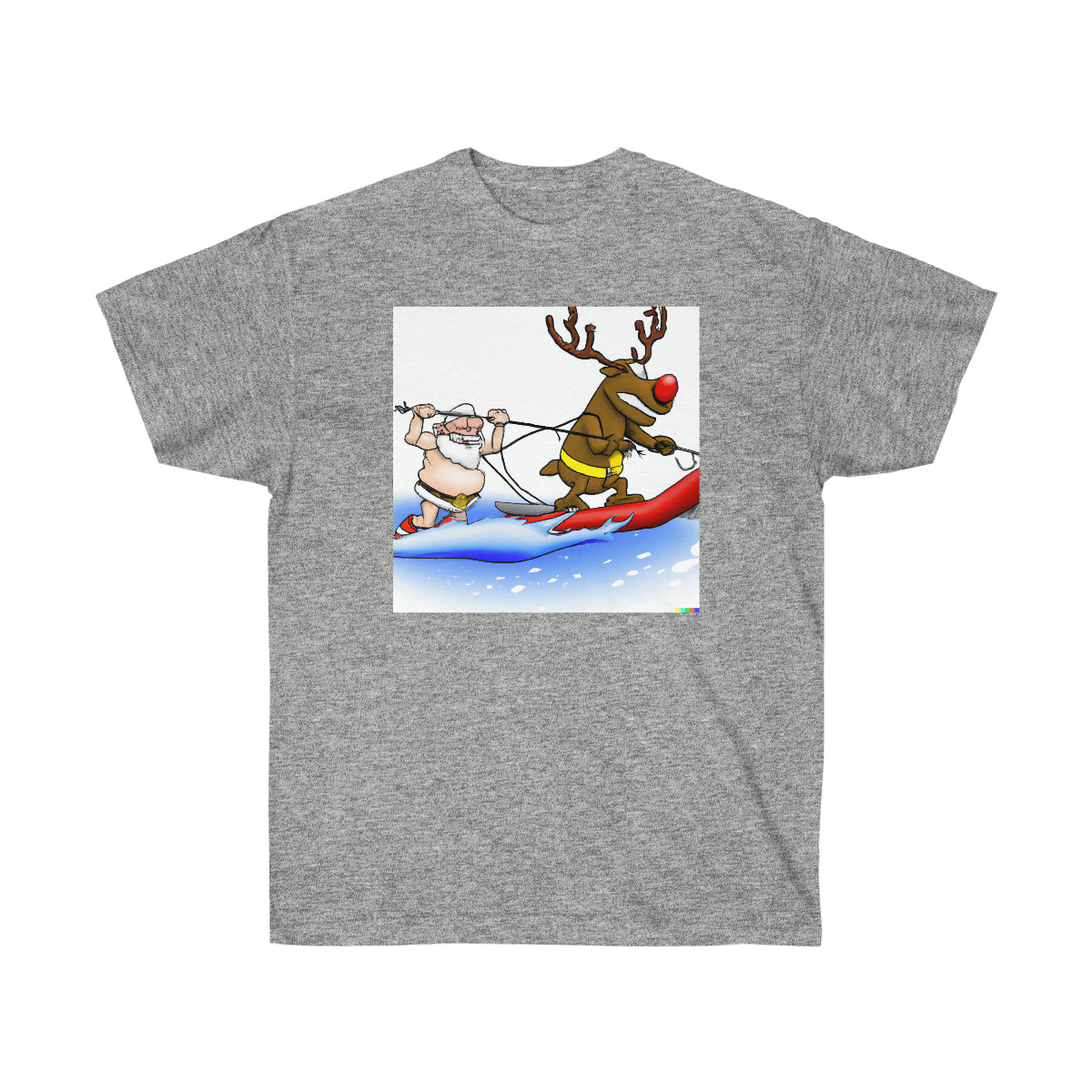 Santa Claus Waterskiing - AI Cartoon Art - Ultra Cotton Tee