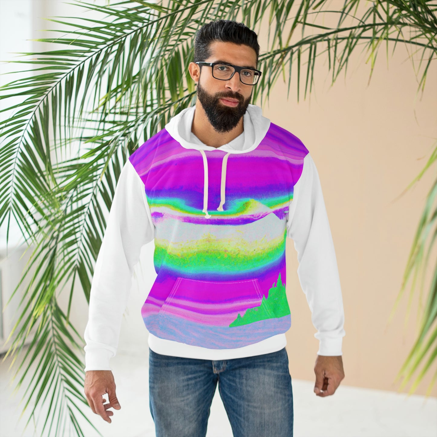 Hyperwave Island (Surfer Style) - AI Art - Pullover Hoodie