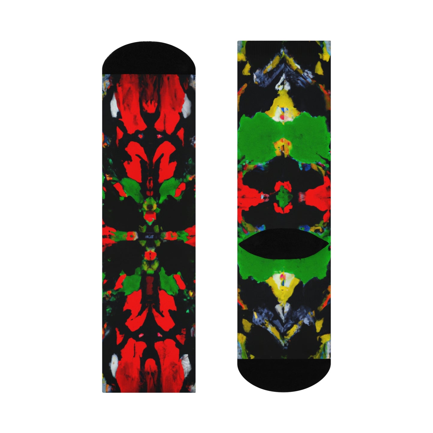 Rasta Quad Symmetry 1 - AI Art - Cushioned Crew Socks