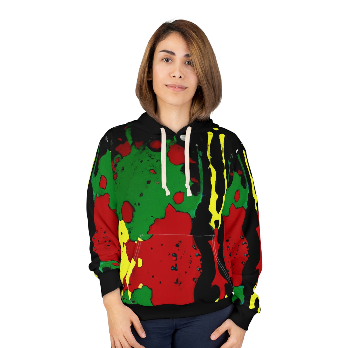 Rasta Acrylic Splatter 2 - AI Art - Pullover Hoodie