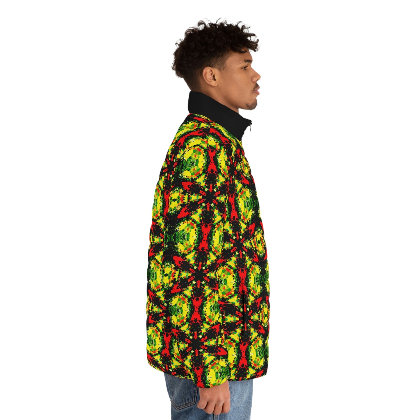 Rasta Star 2 - AI Art - Men's Puffer Jacket