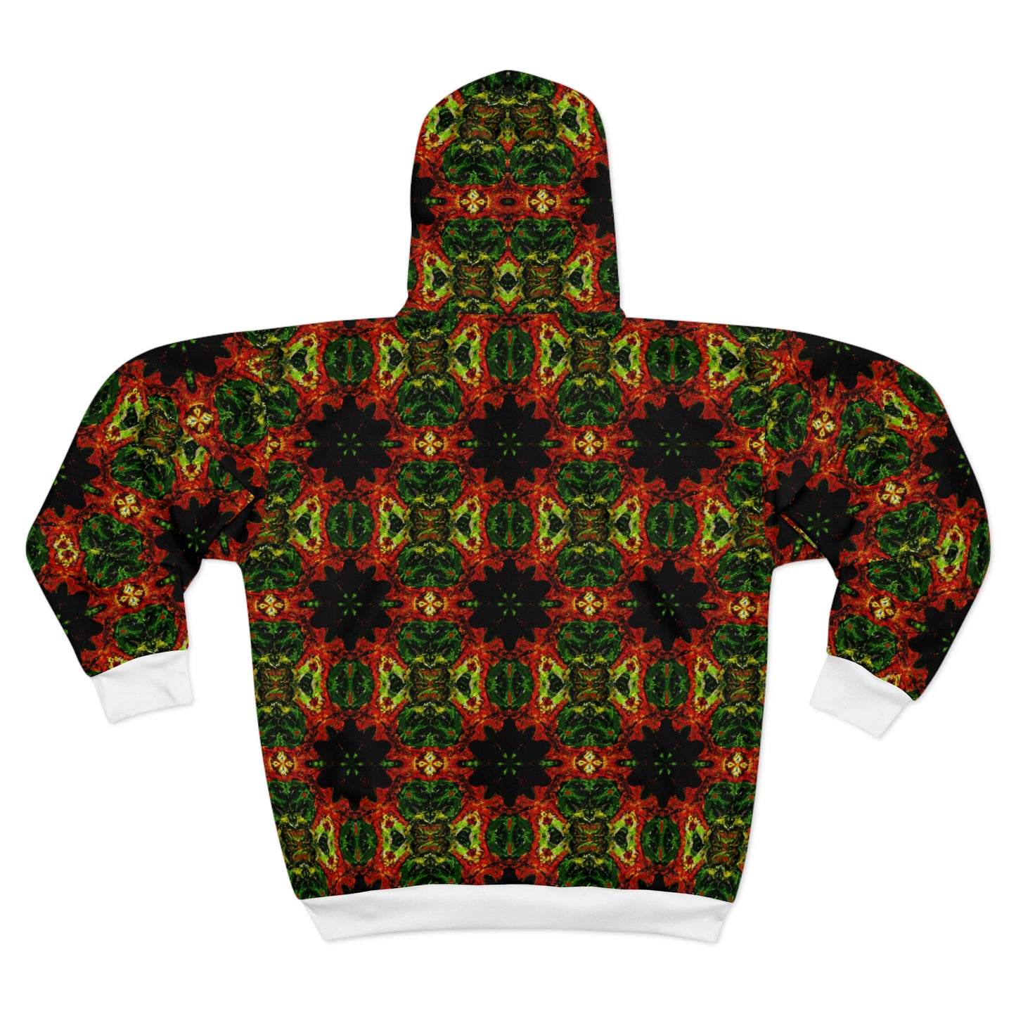 Rasta Blossom Pattern 1 (White) - AI Art - Zip Hoodie