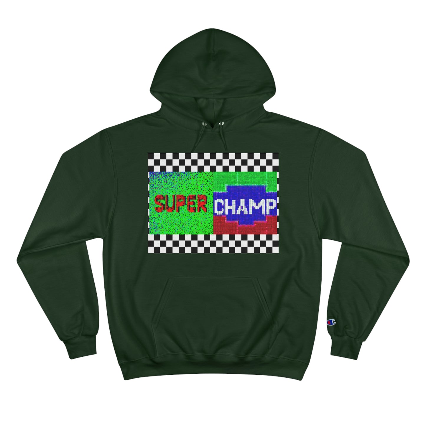 Checkered Flag (SUPER CHAMP Logo 2 8-bit) - Champion Hoodie