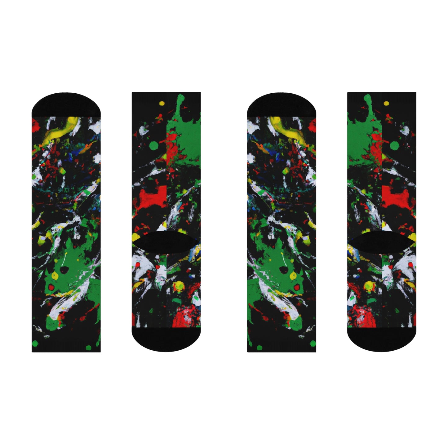 Rasta Acrylic Paint Splatter - AI Art - Crew Socks