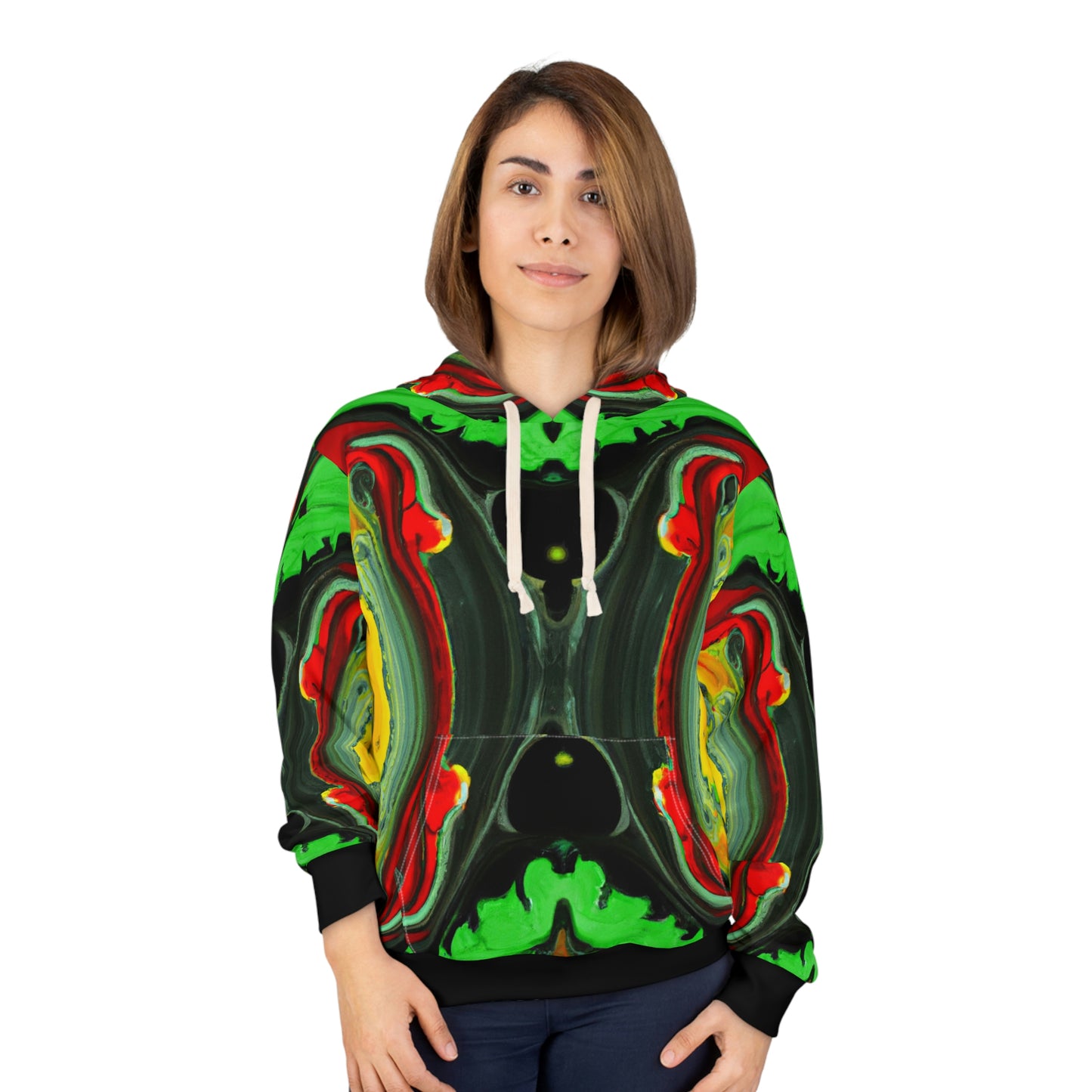 Rasta Wet Acrylic Paint - AI Art - Pullover Hoodie