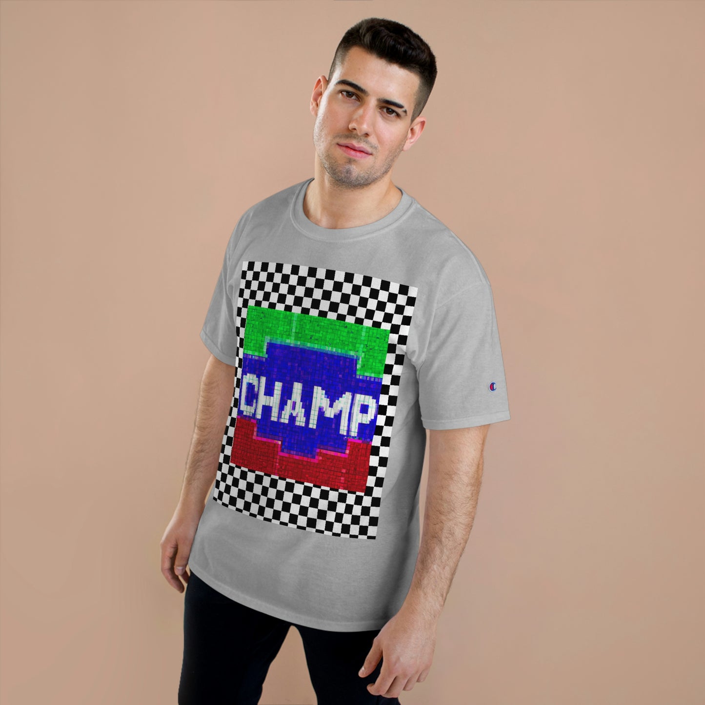 Checkered (CHAMP Logo 2 8-bit) - Champion T-Shirt