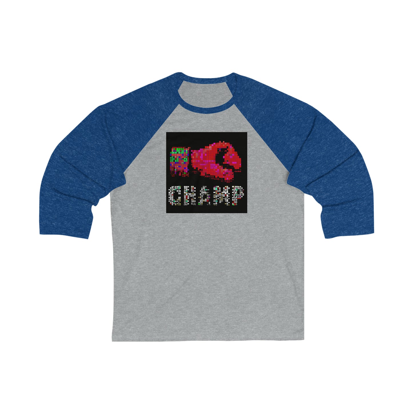 CHAMP (Alt Logo 3 Pixel Art Boxing Glove) - AI Art - 3\4 Sleeve Baseball Tee