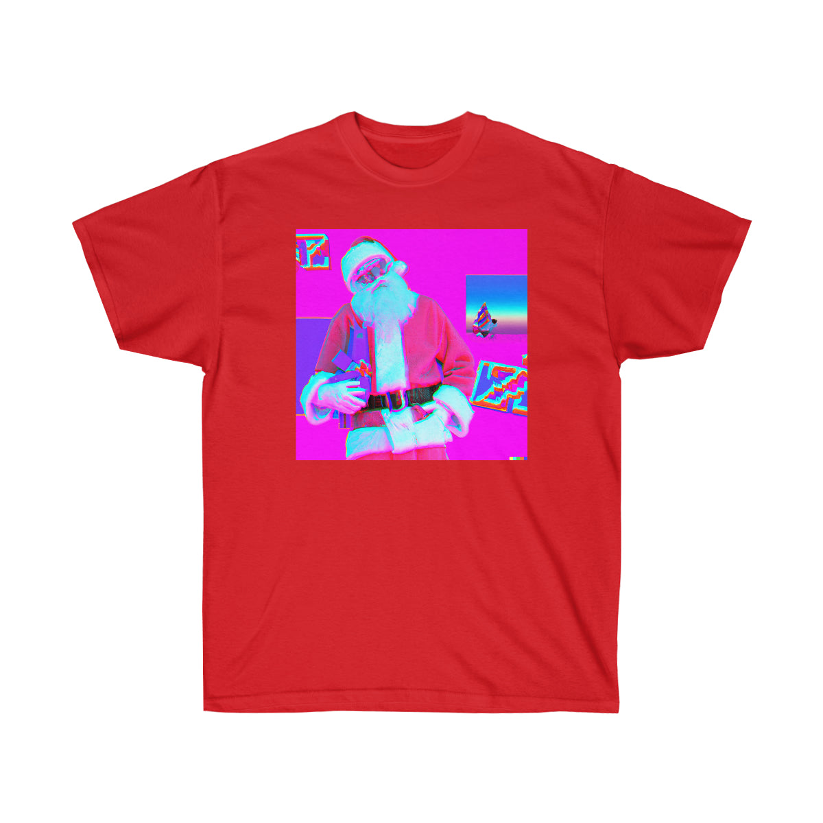 Santa Claus Rollin Up to the Party - Vaporwave AI Art - Ultra Cotton Tee