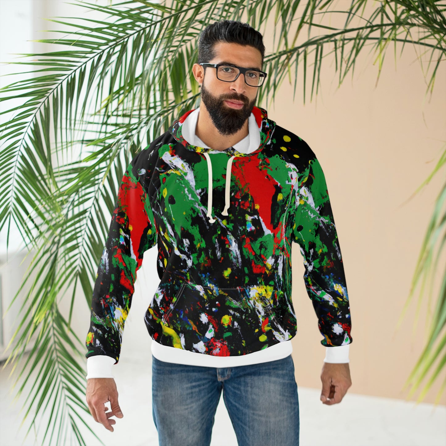 Rasta Acrylic Paint Splatter - AI Art - Pullover Hoodie