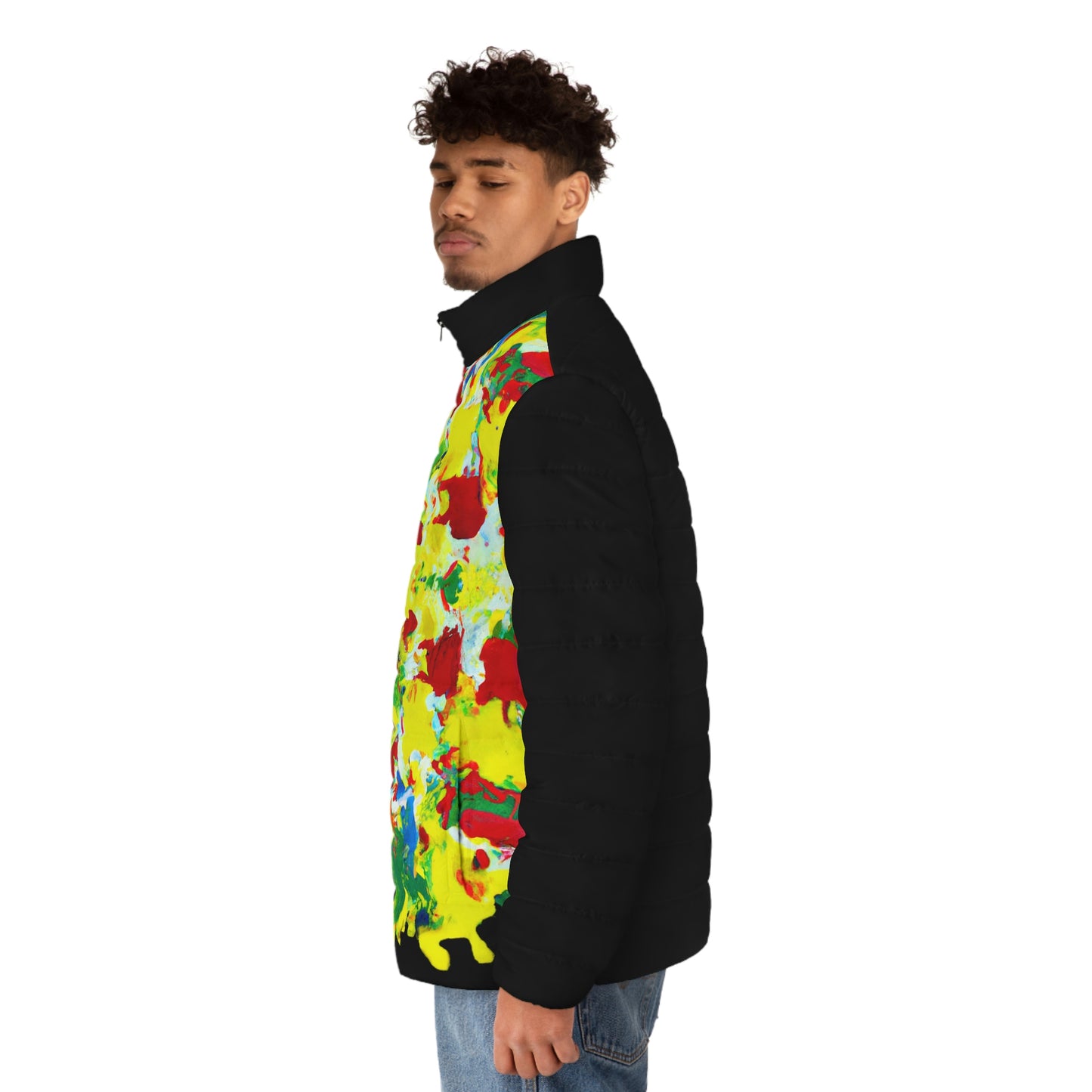 Rasta Acrylic Splatter XW 2 - AI Art - Men's Puffer Jacket