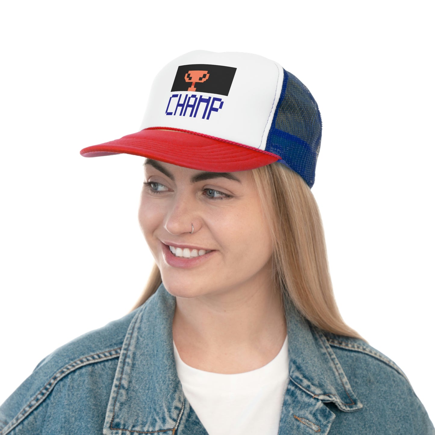 CHAMP Trophy Logo (Pixel) - AI Art - Trucker Hats