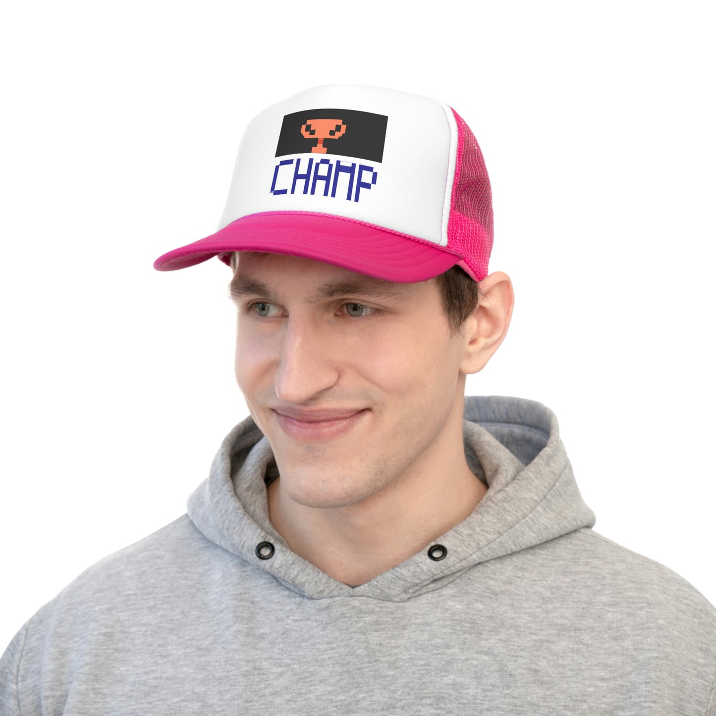 CHAMP Trophy Logo (Pixel) - AI Art - Trucker Hats