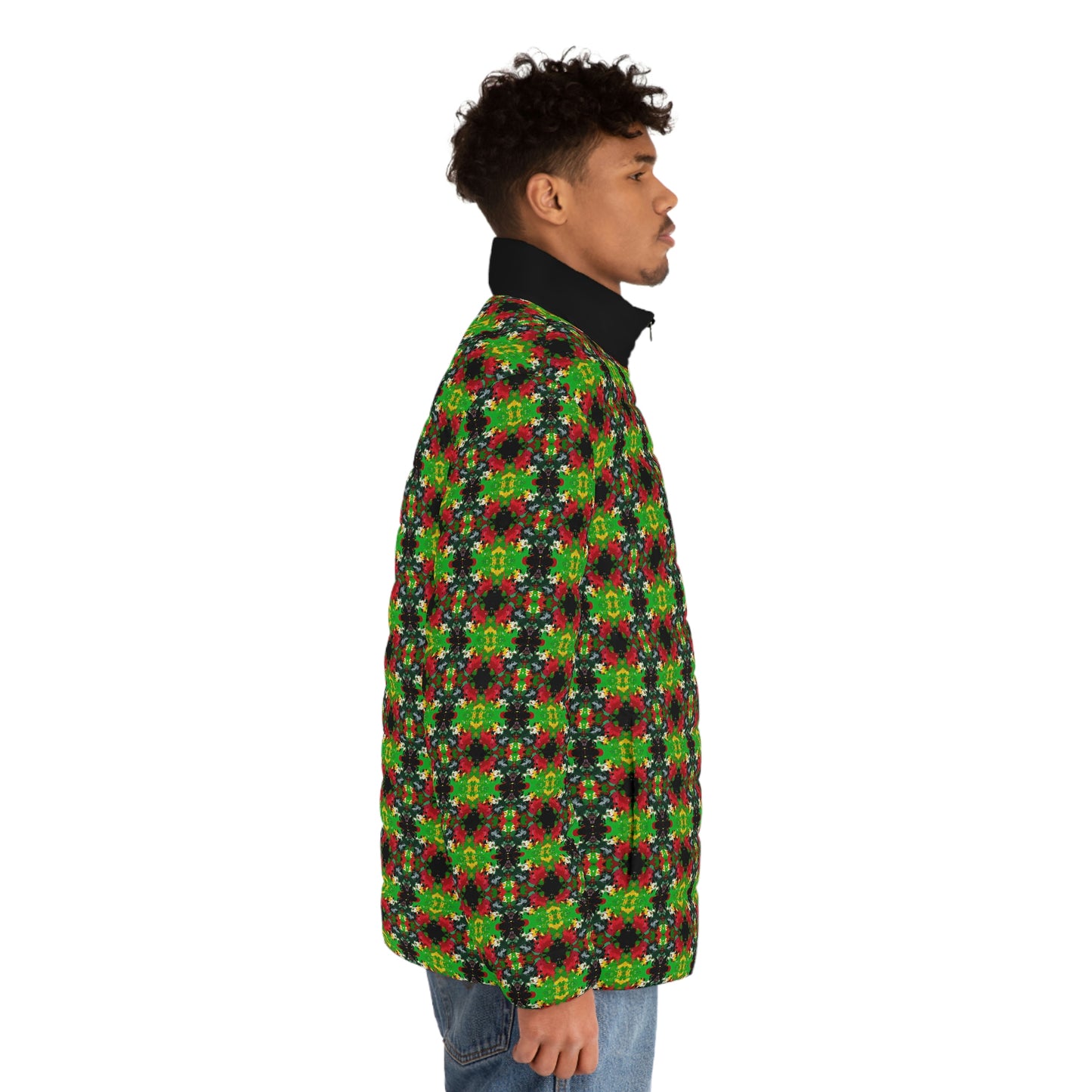 Rasta Kaleidescope 2 (Pattern) - AI Art - Men's Puffer Jacket