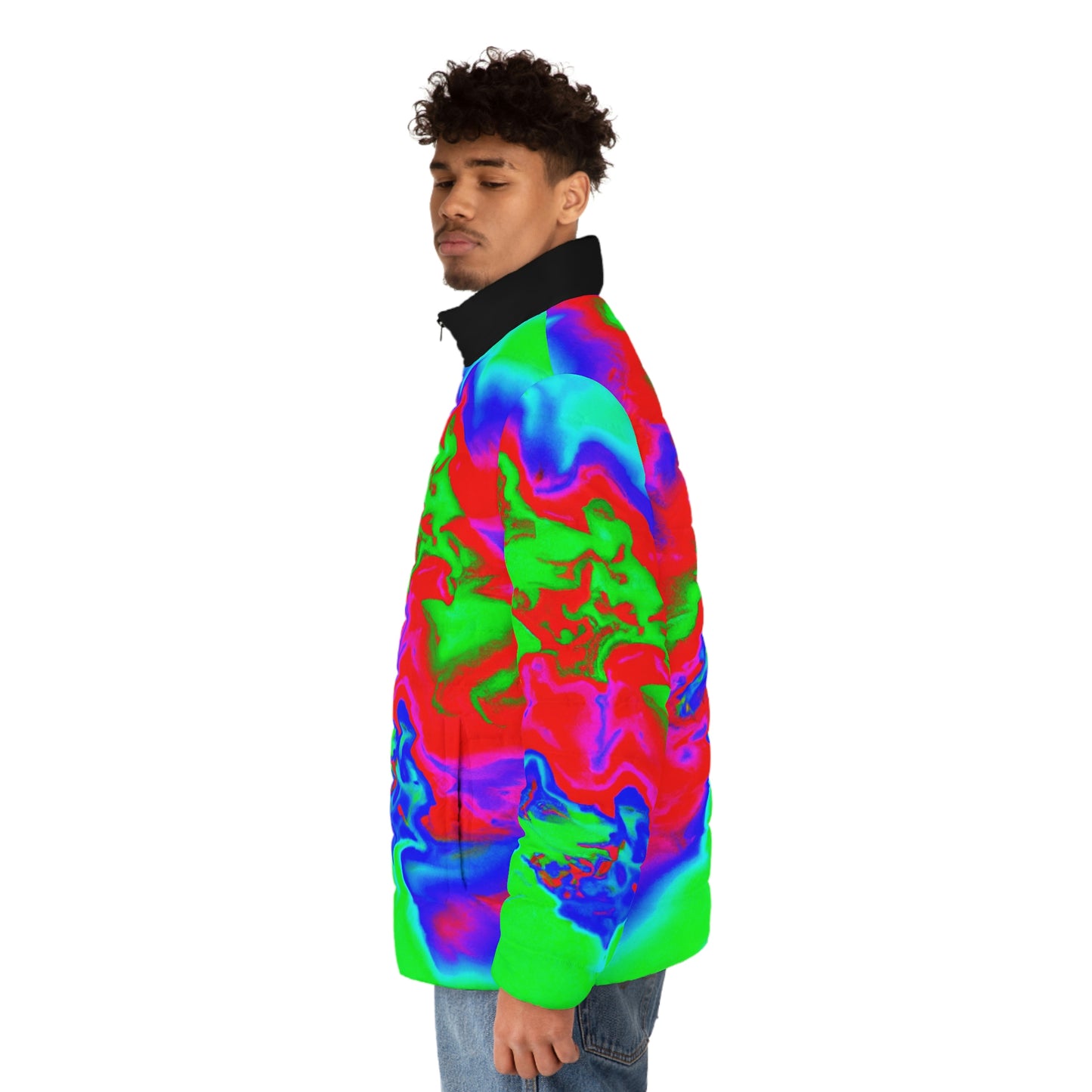 Topographical Radar Spaceballer Jacket - AI Art - Men's Puffer Jacket