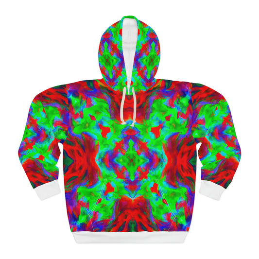 Hyperwave Tie-Dye 7 (Full Patterned Hood) - AI Art - Pullover Hoodie